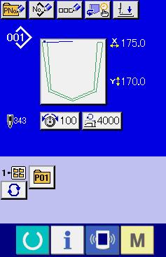 2-4. Liquid crystal display at the time of sewing pattern selection (1) Sewing pattern data input screen C D E F I G J H K L M N C D utton and display PTTERN UTTON NEW REGISTER button USERS PTTERN