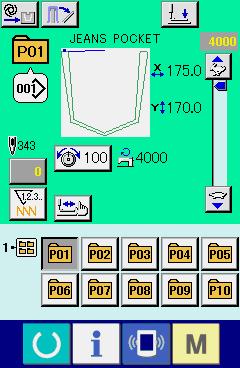 (2) Sewing screen C F H G J I K D E O P L M N Q utton and display PTTERN UTTON NME display MNUL/UTOMTIC/ STEP setting display Description Character which is registered to the pattern button No.