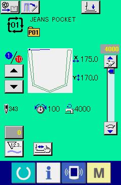 (2) Sewing screen S C D I G F H E J K N P O Q L M R utton and display COMINTION DT NME display Description Name which is inputted in the combination data being selected is displayed.