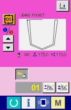 (3) Data input screen (combination sewing) J E I H K C L N M D O F G utton and display Description PRESSER DOWN button The presser plunger comes down, and the presser down screen is displayed.