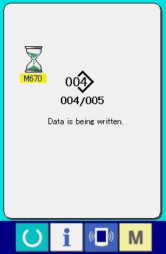 Data No. during communication, total number of writing data and number of data that have ended the data communication are displayed in the during communication screen.
