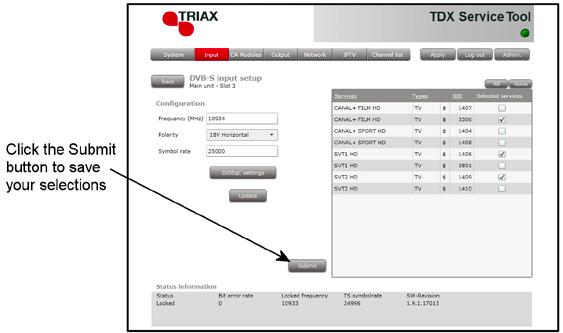 TDX Service Tool To select services you can either select all services in the service list area by clicking the All button at the top of the list or select the services one