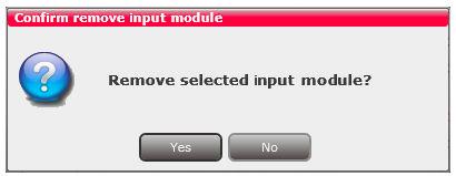 Delete setup If you want to remove an input module and the associated configuration you can use the Delete button of the module in question in the Input window.