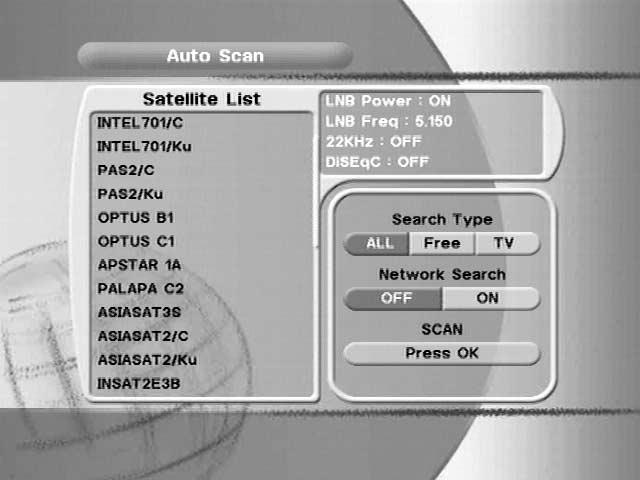 6.1 Getting Started 6.1 Getting Started Manual Scan <Figure 6-6> Select transponder which you want to scan.