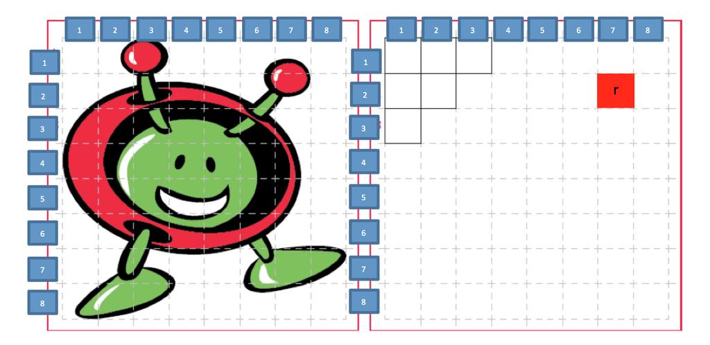 4. It s time for you to create your own code image. Try to pixel Paxi, ESA s mascot, using the grid below.