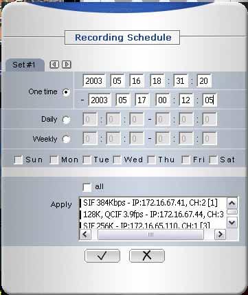 4.2.1. Setting-up Recording Schedule This feature enables you to record videos of the selected DU s at the time predefined according to the schedule you fixed.