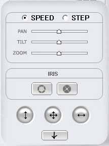 Fig.4.16. Set-up window for additional PTZ and camera control Table 4.4. Additional PTZ and camera control menus Control the speed of Check the radio button for Pan/tilt/zoom. speed control.