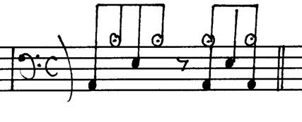 The second variation would be to play all the grooves with an off beat eighth note attack on the bell of the cymbal (see diagram to the right).