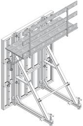 Working platforms IThe scaffolding brackets 90 and 125 together with guard-railing posts can be used to build a working platform.