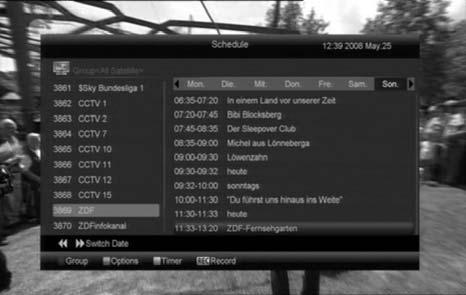 4 Press [Yellow] key in EPG menu can set one record