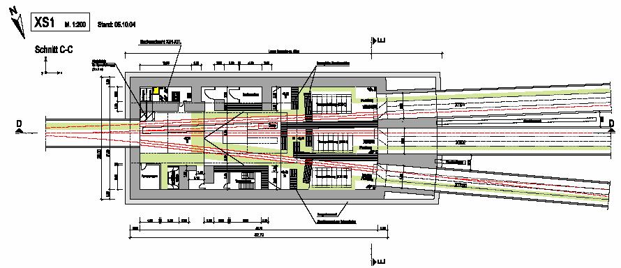 46 Figure A3.6: Top view of the XS1 beam distribution shaft. The linac tunnel is to the left.