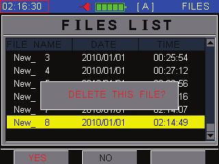 3.12.4 Delete File In file list menu as figure 3-12-2, Select one file by press or and press DELETE( ) to delete this selected file, the DELETE FILE dialog will display as figure