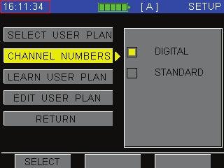 4.5.2 Channel Number Type You can set the channel number to be displayed in digital (numeric) mode or standard (alphanumeric) mode.