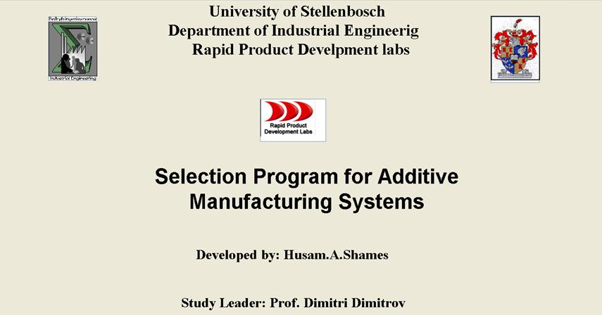 Development of the selection program for additive manufacturing systems Page 44 3.