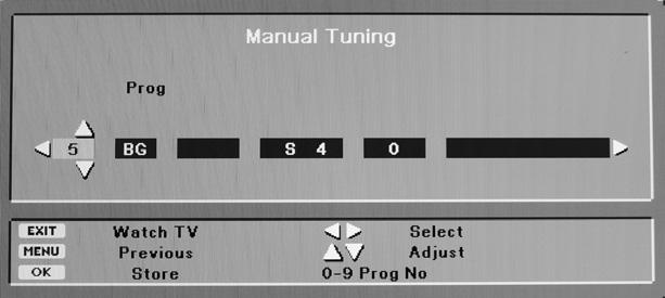 Manual Tuning TV channel search by user and saving to memory If you do not know the Channel number By pressing the ( ) and ( ) buttons of your remote control, you will bring up the SET UP menu on