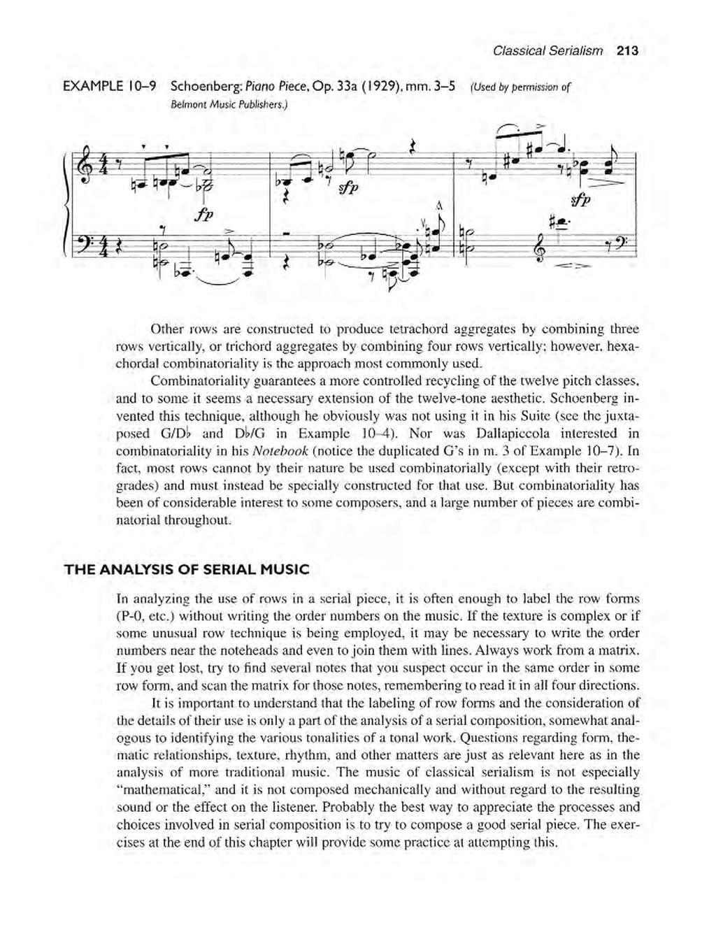 Classical Serialism 213 EXAMPLE I ()-9 Schoenberg: Piano Piece, Op. 33a (1929), mm. 3-5 (Used by p"m;ss;on of Belmom Music Publishers.