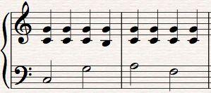the rhythm pattern (i.e. the