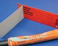 CABLE WRITE-ON TAGS Self-laminating clear plastic flap permanently seals in the written information.