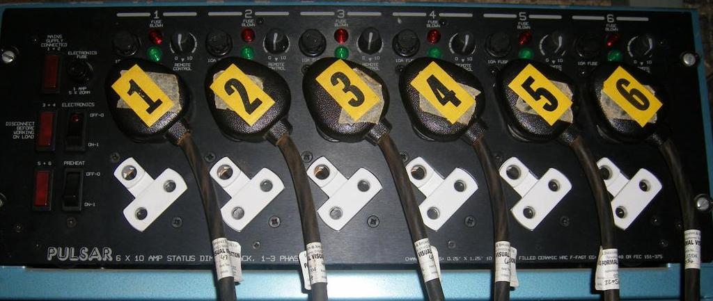 Main Switches Main Switches & Dimmer Packs Dimmer Pack circuit breakers: there are 3 breakers, one for each pack, A, B & C.