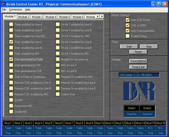 Windows Software If the Airlab is connected correctly you'll see the following screen (Figure 15). You'll notice that the screen is divided in multiple sections.