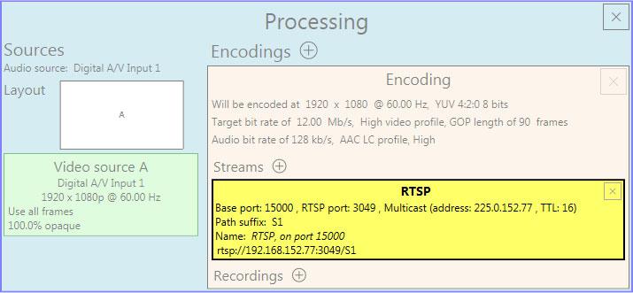 8.2.6 Audio Bit rate AAC encoder AAC quality Use temporal noise shaping AAC format Select the audio bit rate, in kbps, for your audio transmission.