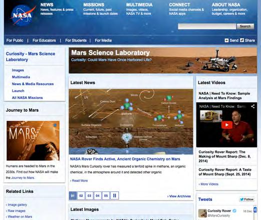 Study this NASA Web page and then answer the questions below. 1. Your topic is Exploration on Mars. Skim and scan this Web page. Which features might offer the best sources of information? 2.