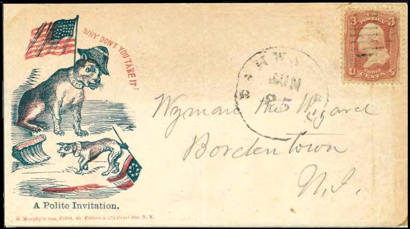 Richard Micchelli ~ CIVIL WAR PATRIOTIC COVERS: THE WYMAN CORRESPONDENCE Fig. 7: A cover sent from Rahway June 25 to Wyman the Wizard in Bordentown, showing Lt.