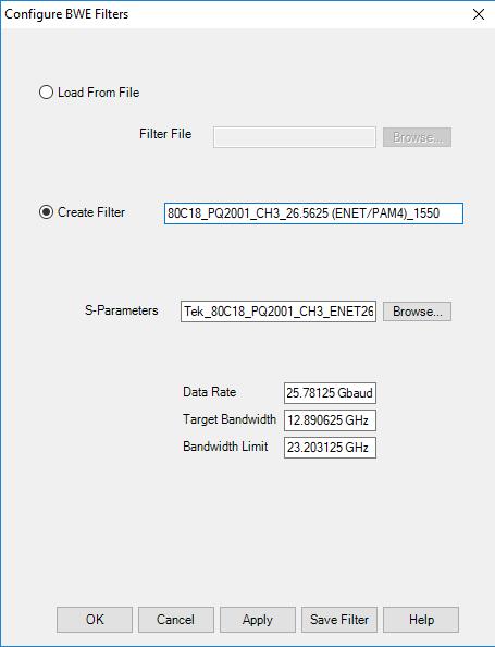 Operating basics Selecting the signal conditioning Load From File. Load From File allows you to apply a previously created filter. Use the Browse button to navigate to the saved filter file.