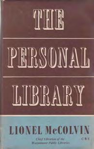 Gaston Renard Fine and Rare Books 17 53 McColvin, Lionel. THE PERSONAL LIBRARY. A Guide for the Bookbuyer. Cr. 8vo, First Edition; pp.
