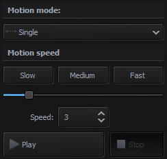 After selection of the motion mode, you are then allowed to select one of the three speed modes (slow, medium, or fast) as shown in the diagram below.