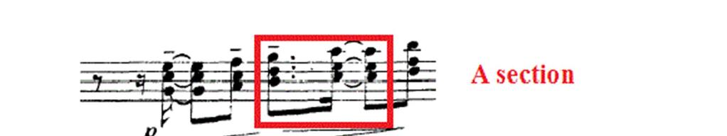 43 My understanding of measures 25-33 as a transition section can be mainly supported by four aspects: this section introduces the key signature that will be used in the B section, where Villa-Lobos