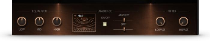 Effects Equalizer A simple three-band EQ to tailor your sound. Ambience A pull-down menu above the graphic lets you choose from several reverb IRs.