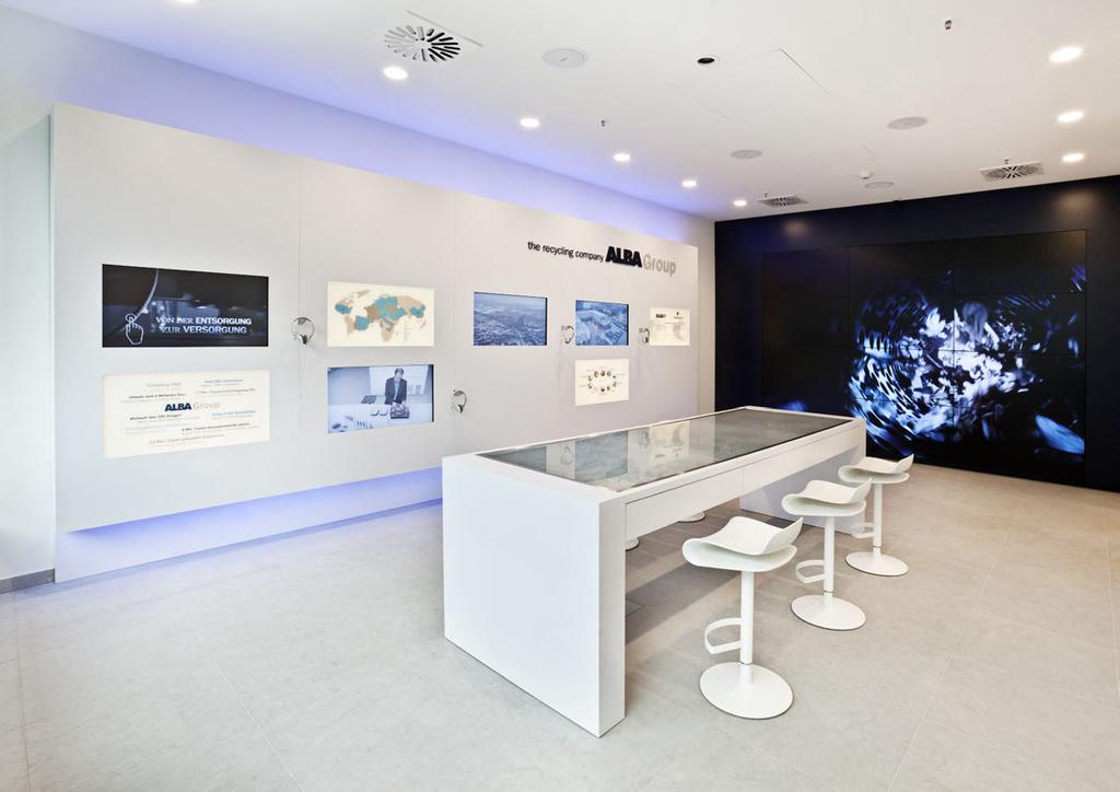 Showroom The entire facility allows state-of-the-art interactivity. All films and animations can be controlled using an integrated Crestron DigitalMedia TM system and a specially developed app.
