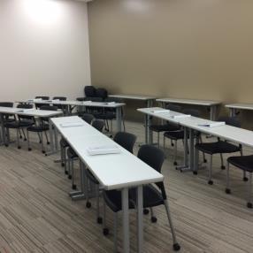Brazos B, C These rooms can be individually configured to seat 40 people banquet style with tables, 65 in auditorium seating or 40 in a classroom with tables