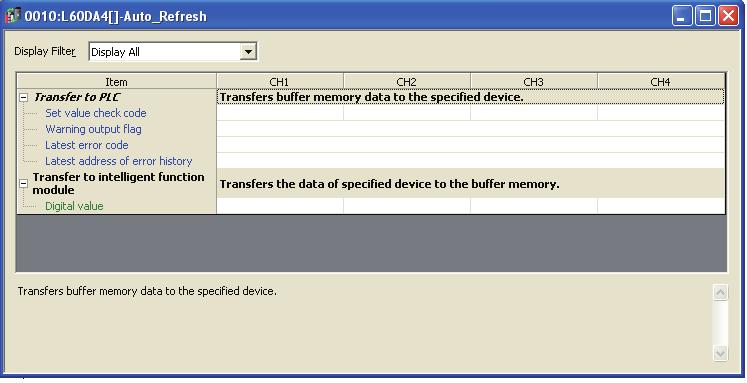 CHAPTER 7 VARIOUS SETTINGS 7.4 Auto Refresh This setting transfers data in the buffer memory to specified devices. (1) Setting procedure Open the "Auto_Refresh" dialog box. 1.
