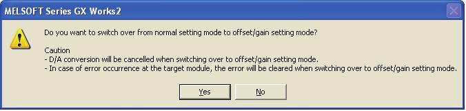 The offset/gain setting can be configured from the following two types of operations. Setting from "Offset/Gain Setting" of GX Works2. Setting from a program 7.5.