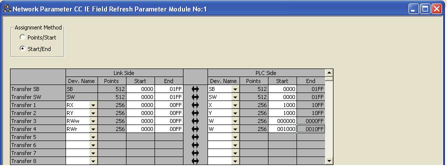 Display the Refresh Parameter setting screen and configure the setting as follows.