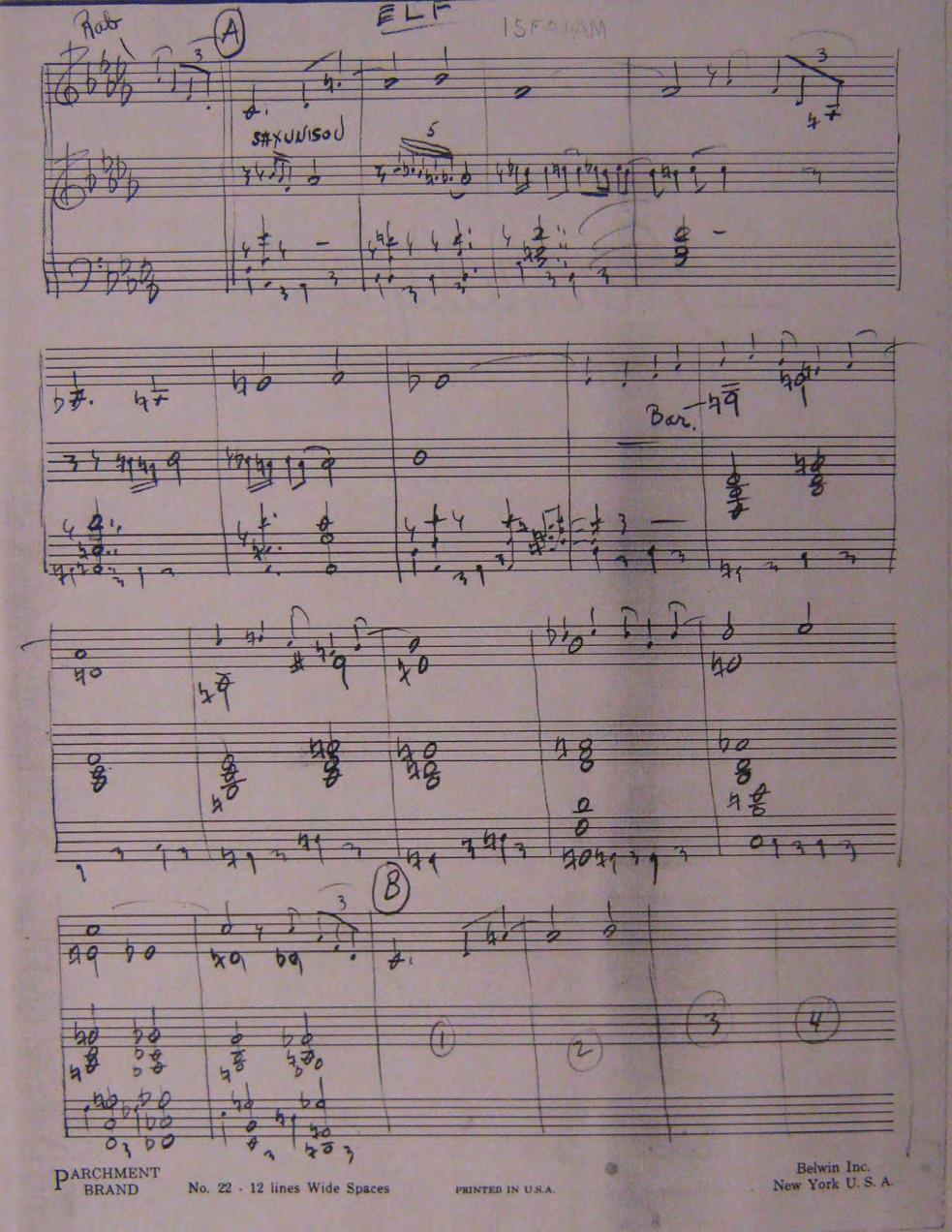 This is Billy Strayhorn s sketch score, comleted in 196.