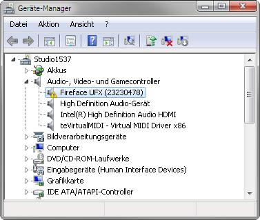 31.2 Class Compliant Mode under Windows and Mac OS X On a Windows PC, Class Compliant mode is indicated by a missing RME in the device name shown in the Device Manager.