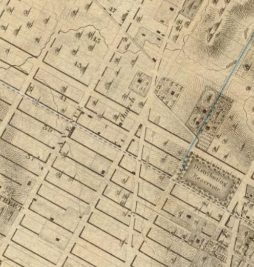 Map of Long Acre Square a.k.a. Times Square 1836 The Lyceum would be built here