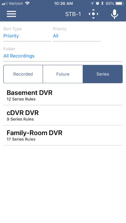 To view Series recordings, select the Series option. 3.