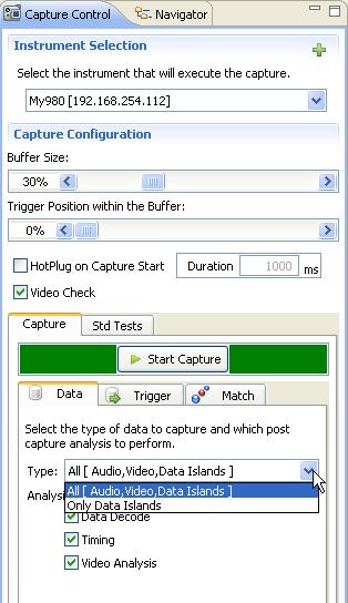 Determine What Data to Capture Capture Control Panel