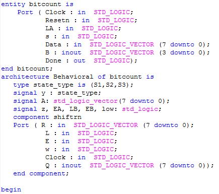 VHDL for the bitcounting circuit
