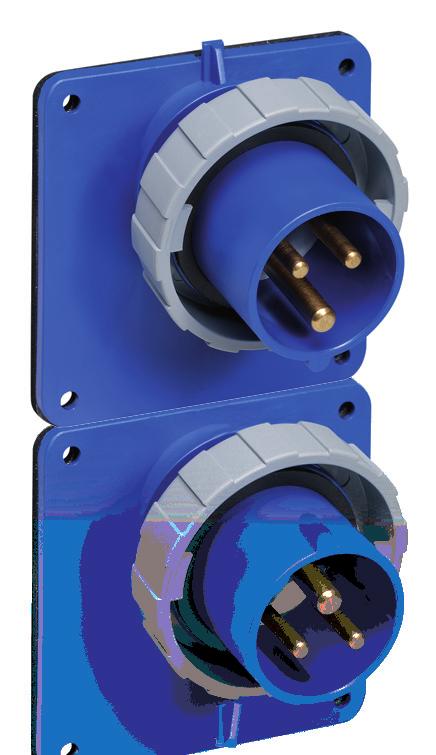 Panel mounted socket inlets Angled flange Accessories...page 62 Technical data...page 74 Dimensions...page 83 16 A, IP 67 Watertight Plastic enclosure (PBT). Cable area 1.