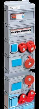 Modular Combi Plastic For 63 A, IP 44 Splashproof Socket outlet RCD 30 ma Box size W x H x D: 250 x 430 x 160 3 x 10/16 A IEC 60309, 1 x 16 A, IEC 60309, 1 x 32 A, IEC 60309, 1 x 63 A, - - - - Box