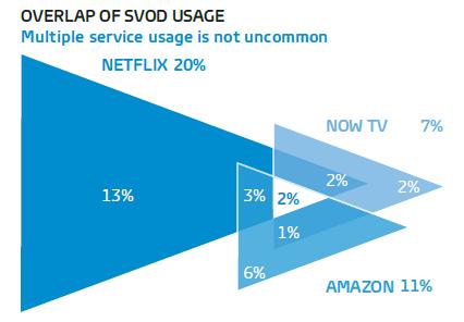 Access to more than one service is not uncommon Source: SVOD Universe Profiling for OTT