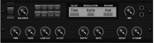 SPREAD positions the first delay stage in the stereo field. A global FEEDBACK, LO and HI CUT adjustment are also available.