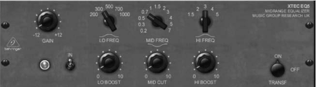 Select the low frequency with the LO FREQ knob, adjust the amount of enhancement with the LO BOOST, then adjust the attack with the LO ATT. The same adjustments are available for the high frequencies.