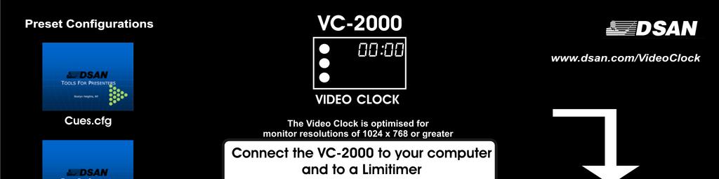 VideoClock Quick Start Connect Limitimer, thetimeprompt, or PerfectCue to the dongle and the dongle to the USB port.