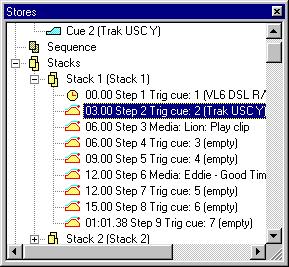 STORES BUTTON The Stores button accesses the store palette. It is used to record and playback cues, sequences, stacks and pages.